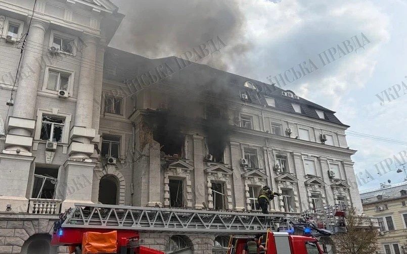 Ukraine's ‘MI5' headquarters on fire after Russian strike