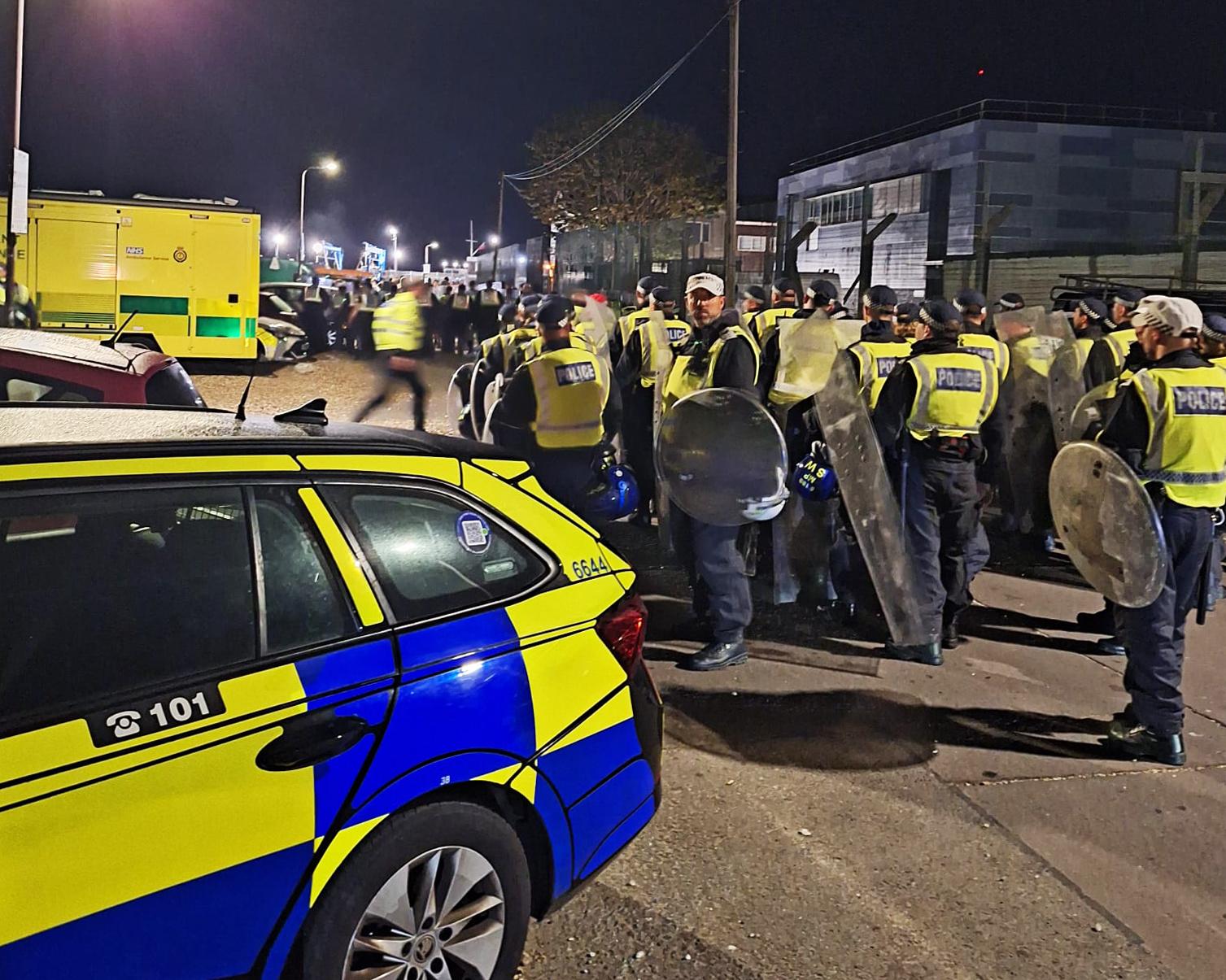 Police used batons and pepper spray on far-right protesters in Portsmouth unrest