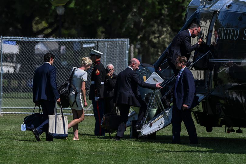 Natalie Harp spotted in different aircraft to Trump amid emergency slide drama