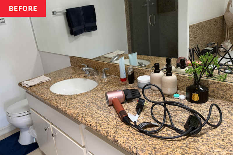 I Put a Glass Pitcher in My Bathroom, and It's the Chicest Storage Trick