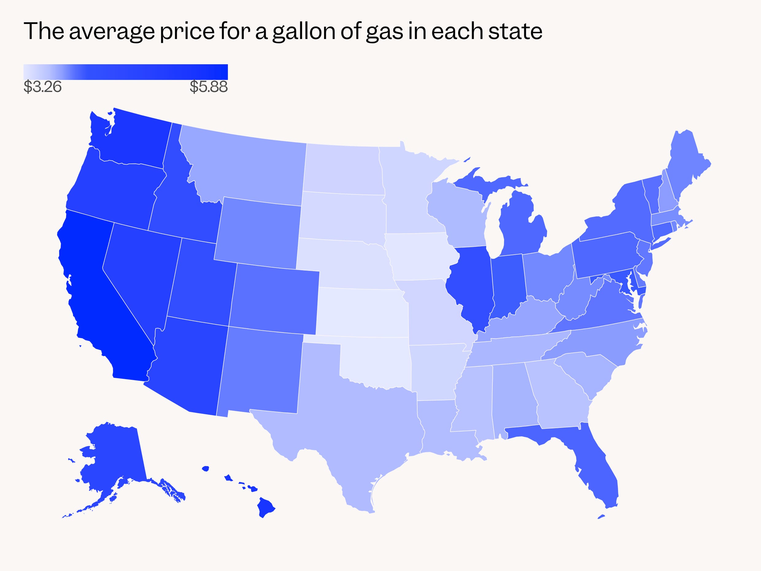 Gas prices are climbing again. See the states where it is the most and least expensive.