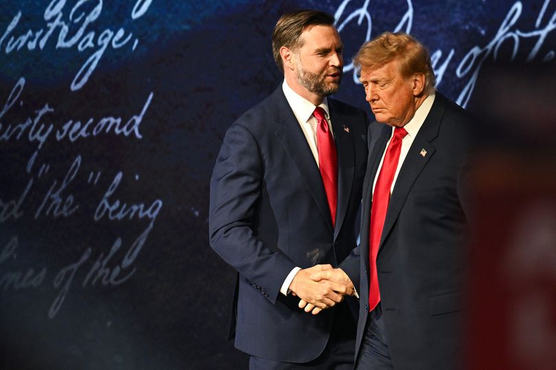 Trump 'cheek bumps' JD Vance in awkward moment after '48' chants at Republican convention