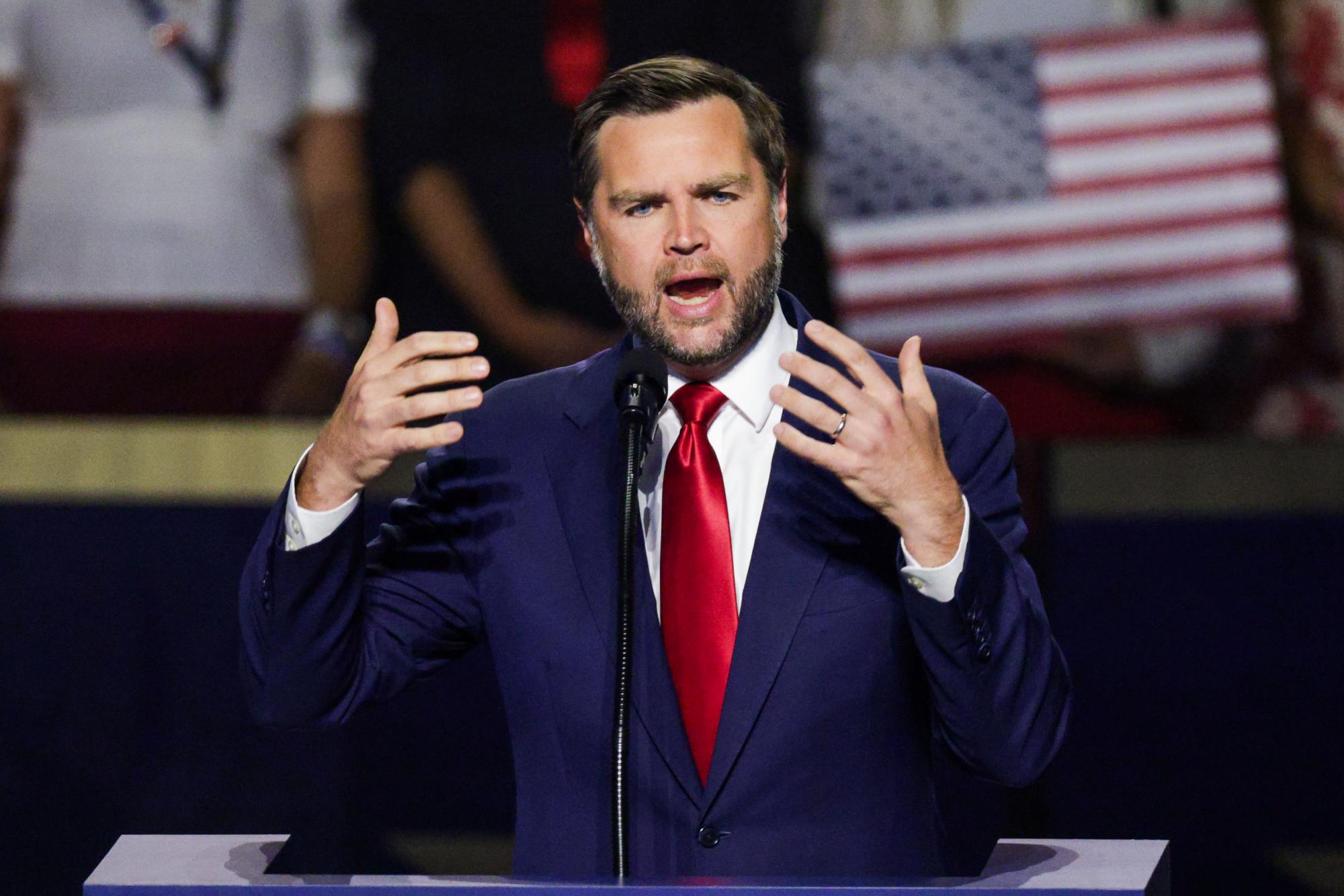 JD Vance pitches himself as Trump's political heir on day two of Republican midterm convention