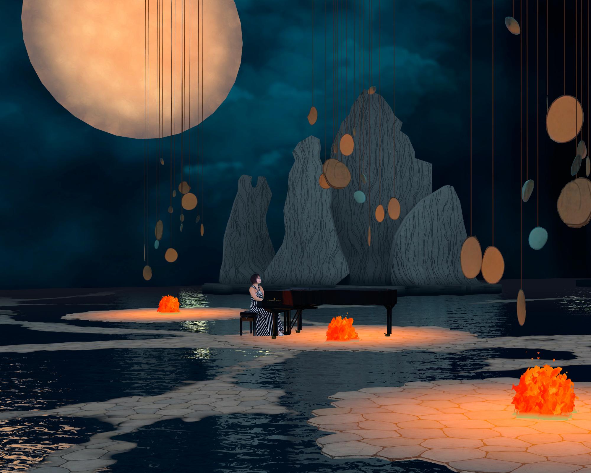 Playing With Fire review – like Disney's Fantasia on steroids as a virtual Yuja Wang plays amid luminous dreamworlds