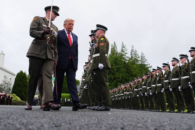 Donald Trump rushes Guard of Honor inspection during awkward red carpet welcome in Ireland