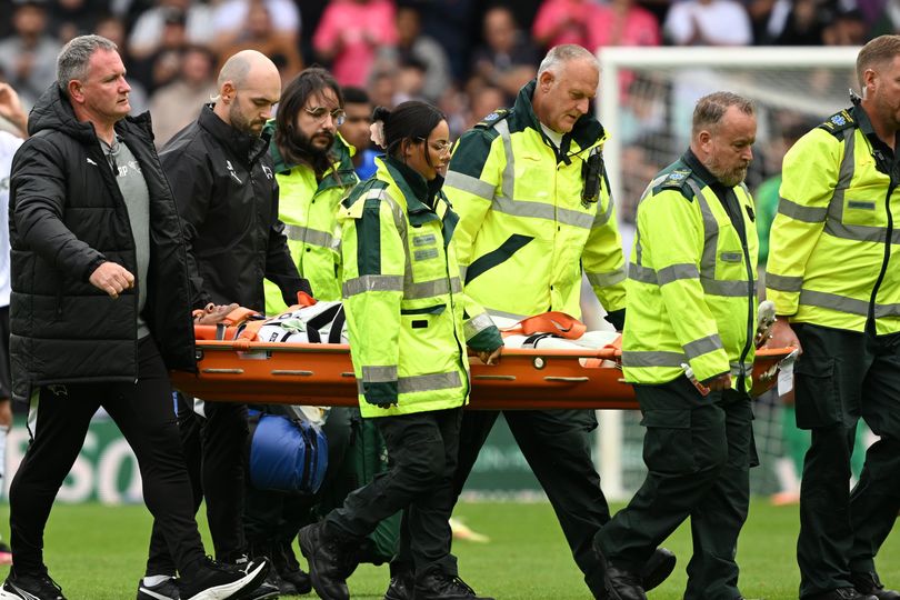 Derby vs Birmingham halted as player goes down off the ball and medical staff rush in