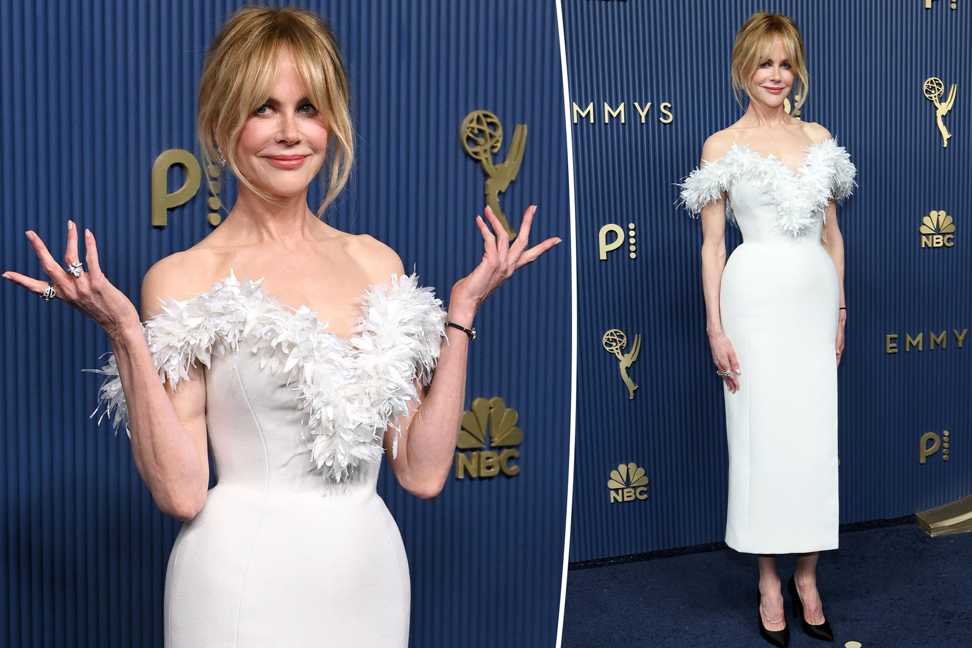 nicole kidman stuns in selfies wearing a thigh-high slit dress serves sculptural floral fantasy Chanel at Emmys 2026 DRESSCOLLECTION