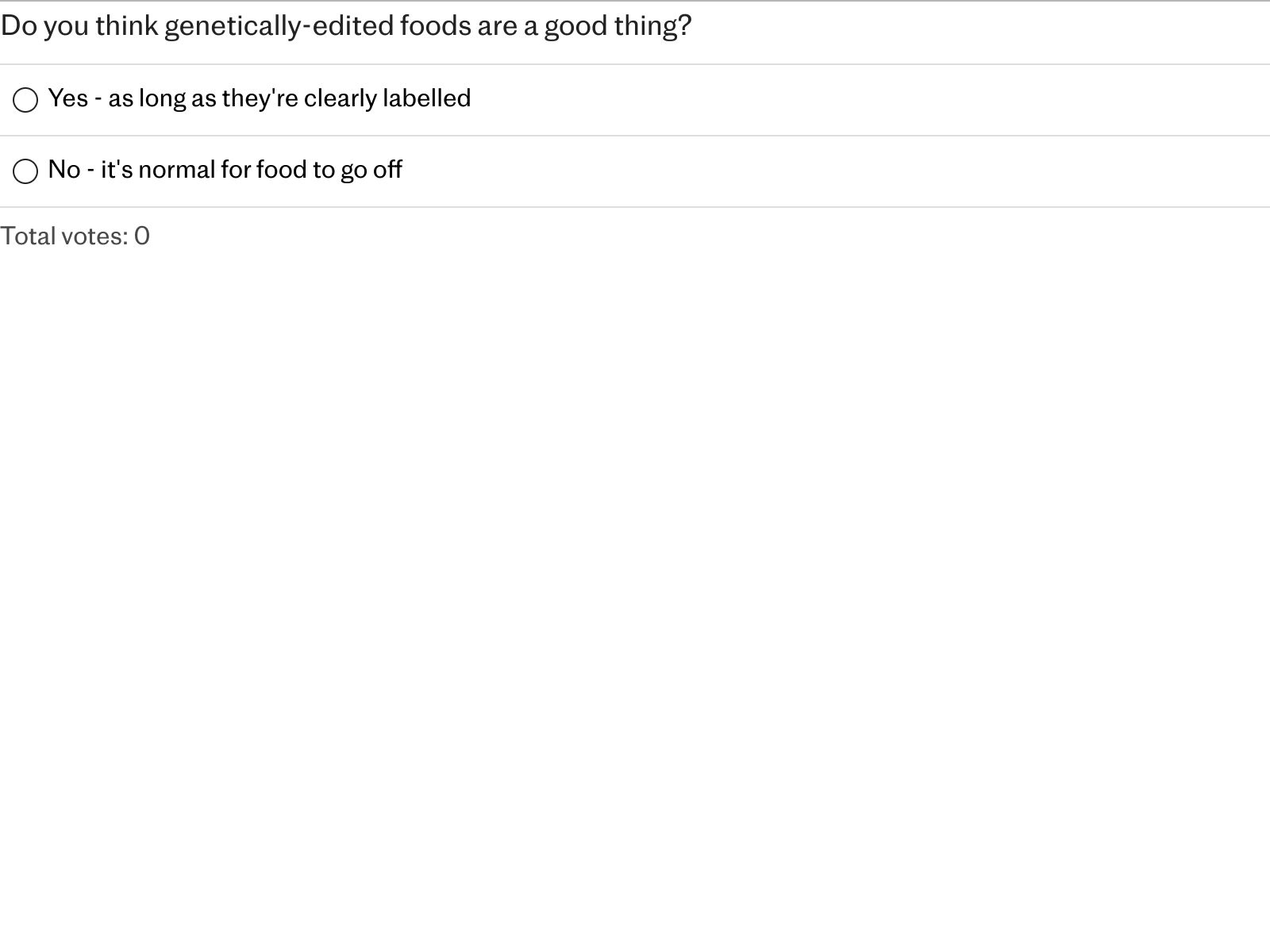 Do you think genetically modified foods are a good thing?