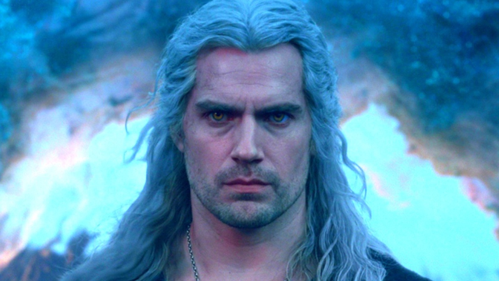 Geralt standing in front of a swirling cloud in "The Witcher"