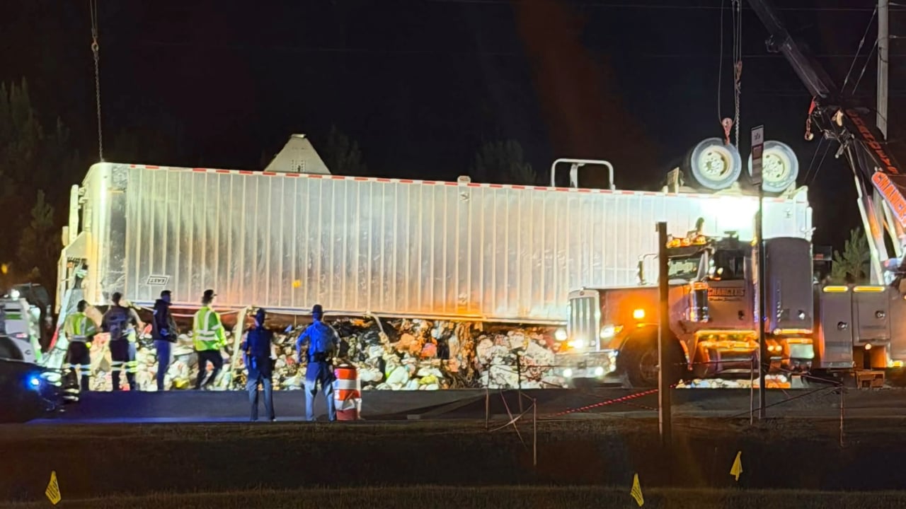 60,000 Pounds of Garbage Spills Onto Candler Road After 18 Wheeler ...