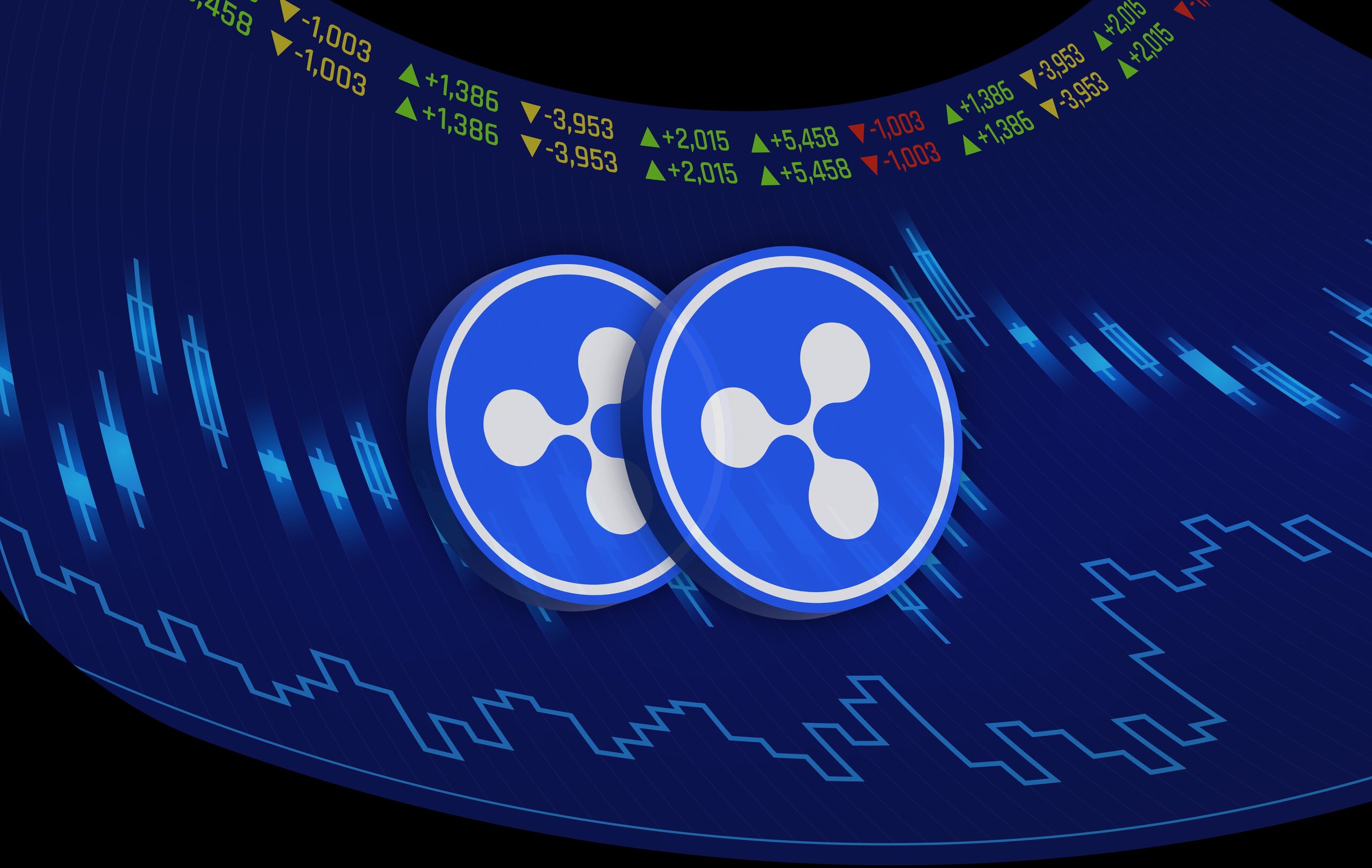 ripple usd-rlusd virtual currency images on digital background. 3d illustrations.