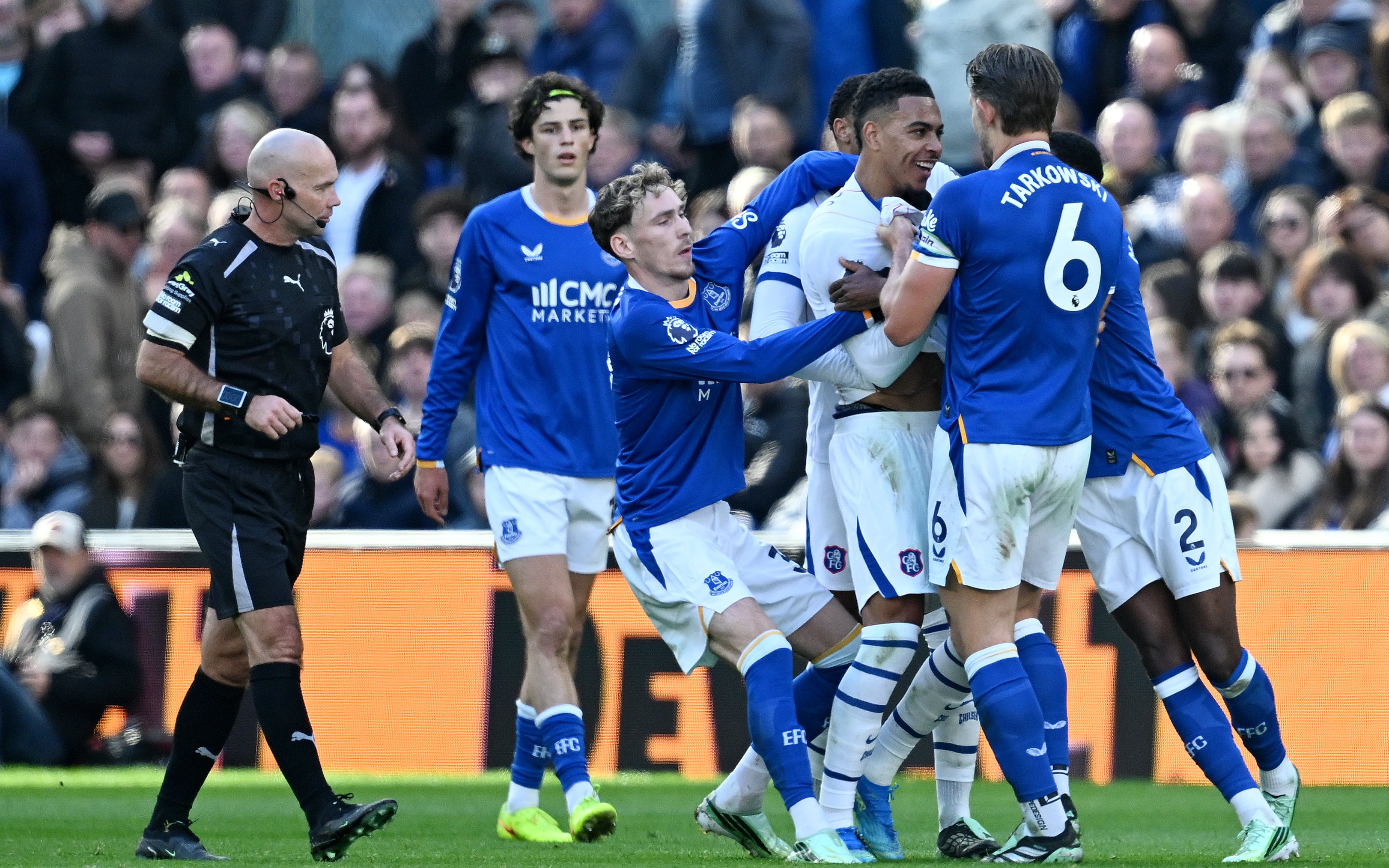 Tempers flare as Chelsea and Everton stars come to blows in feisty ...