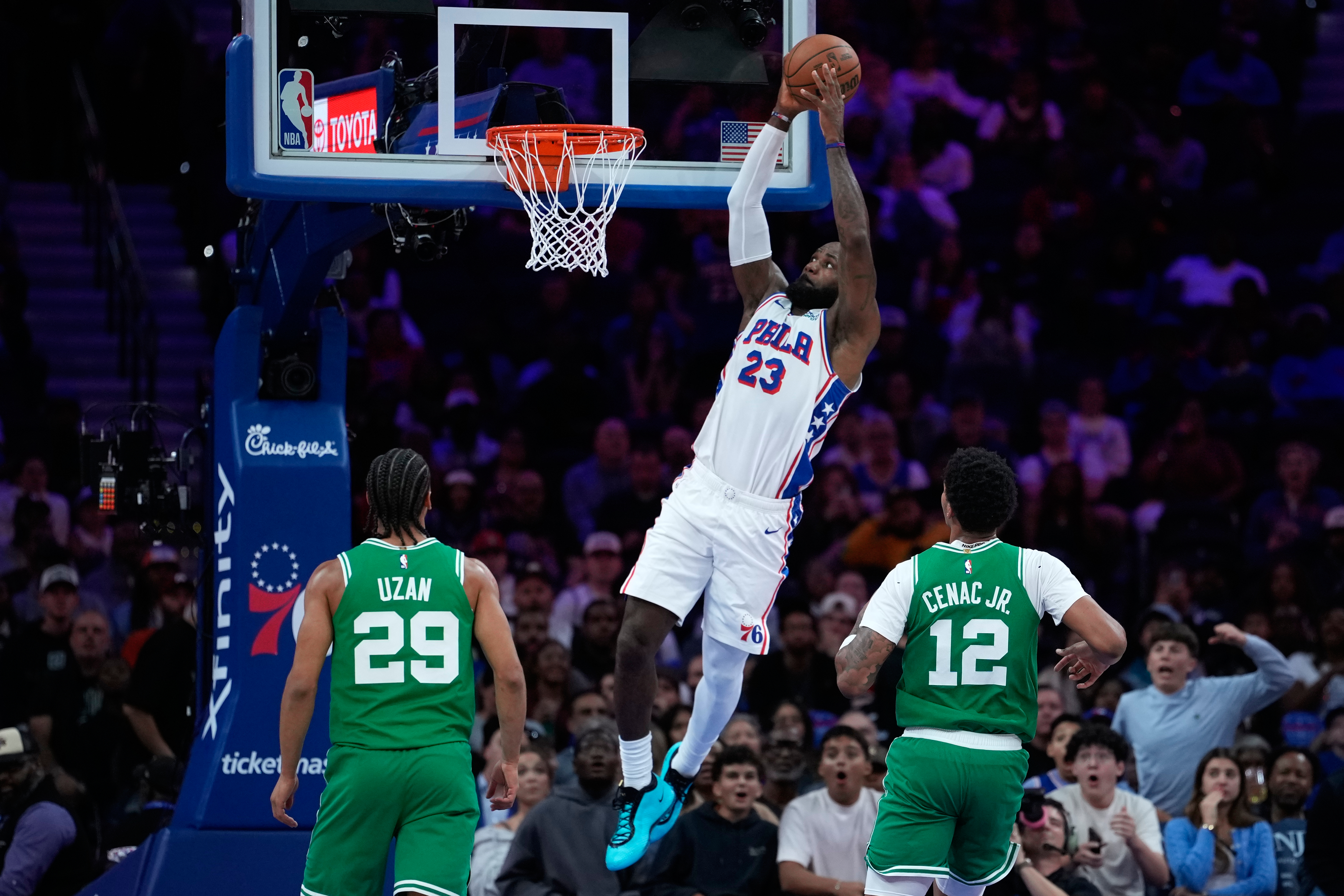 New Photo - LeBron James makes home preseason debut for 76ers with well-rounded performance as Joel Embiid shines