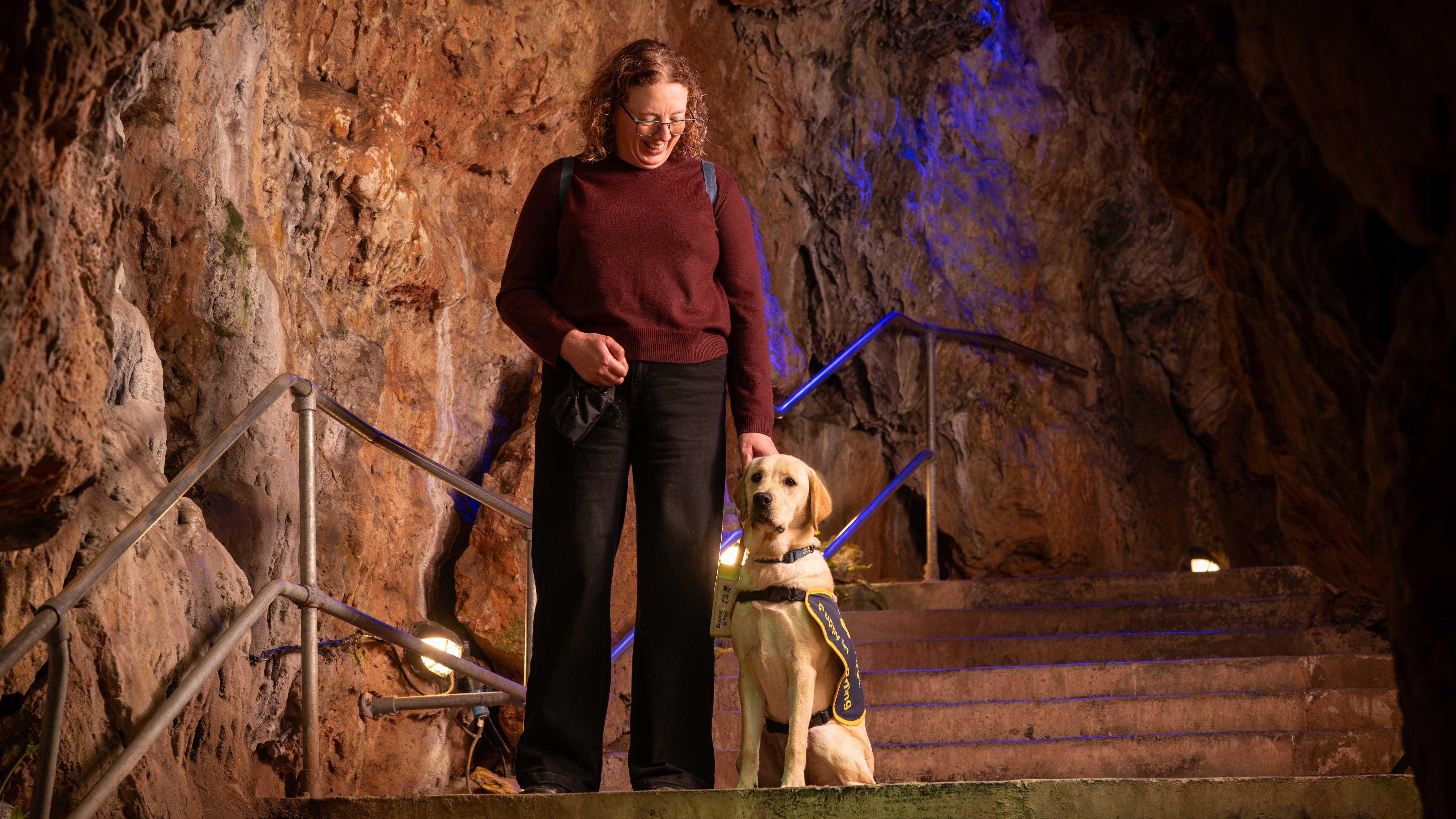 Guide dog puppies taken on cave training trip