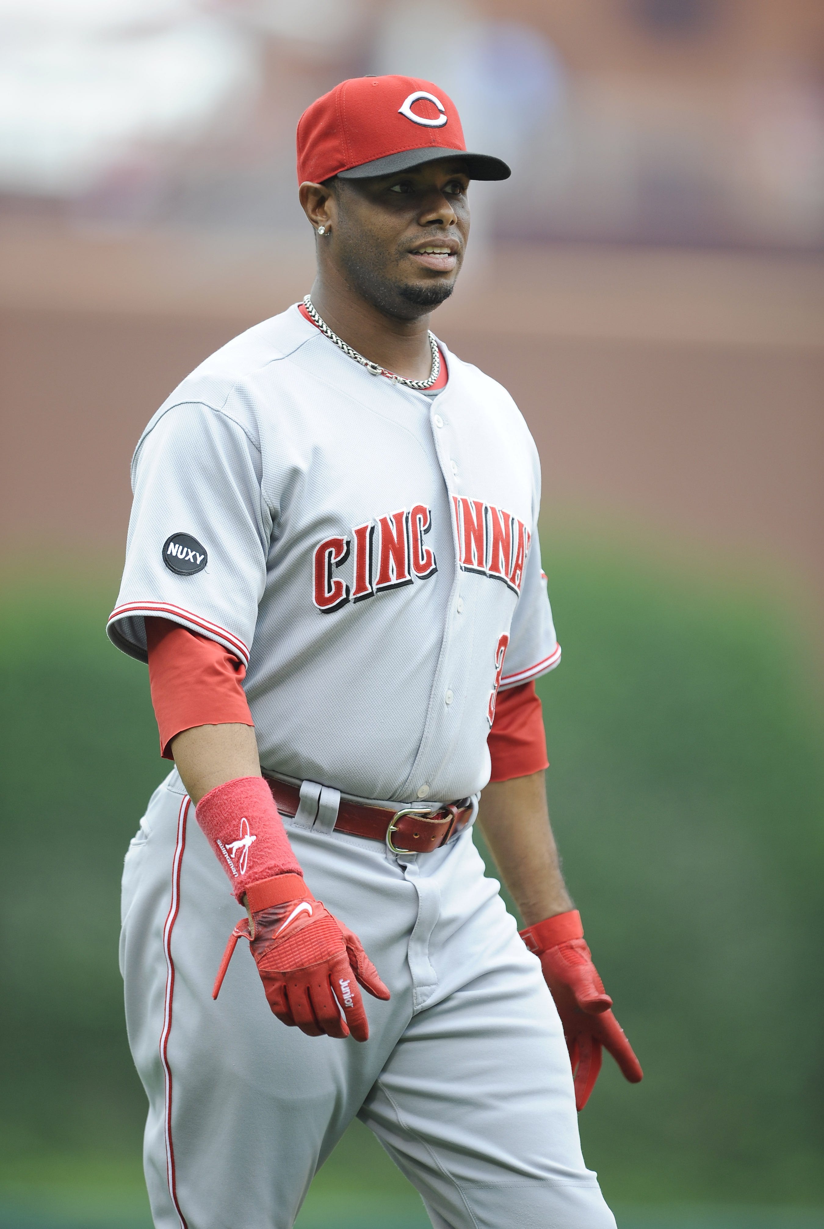 Ken Griffey #3 of the Cincinnati Reds warms up before a game against the Philadelphia Phillies on June 5, 2008 at Citizens Bank Park in Philadelphia, Pennsylvania.