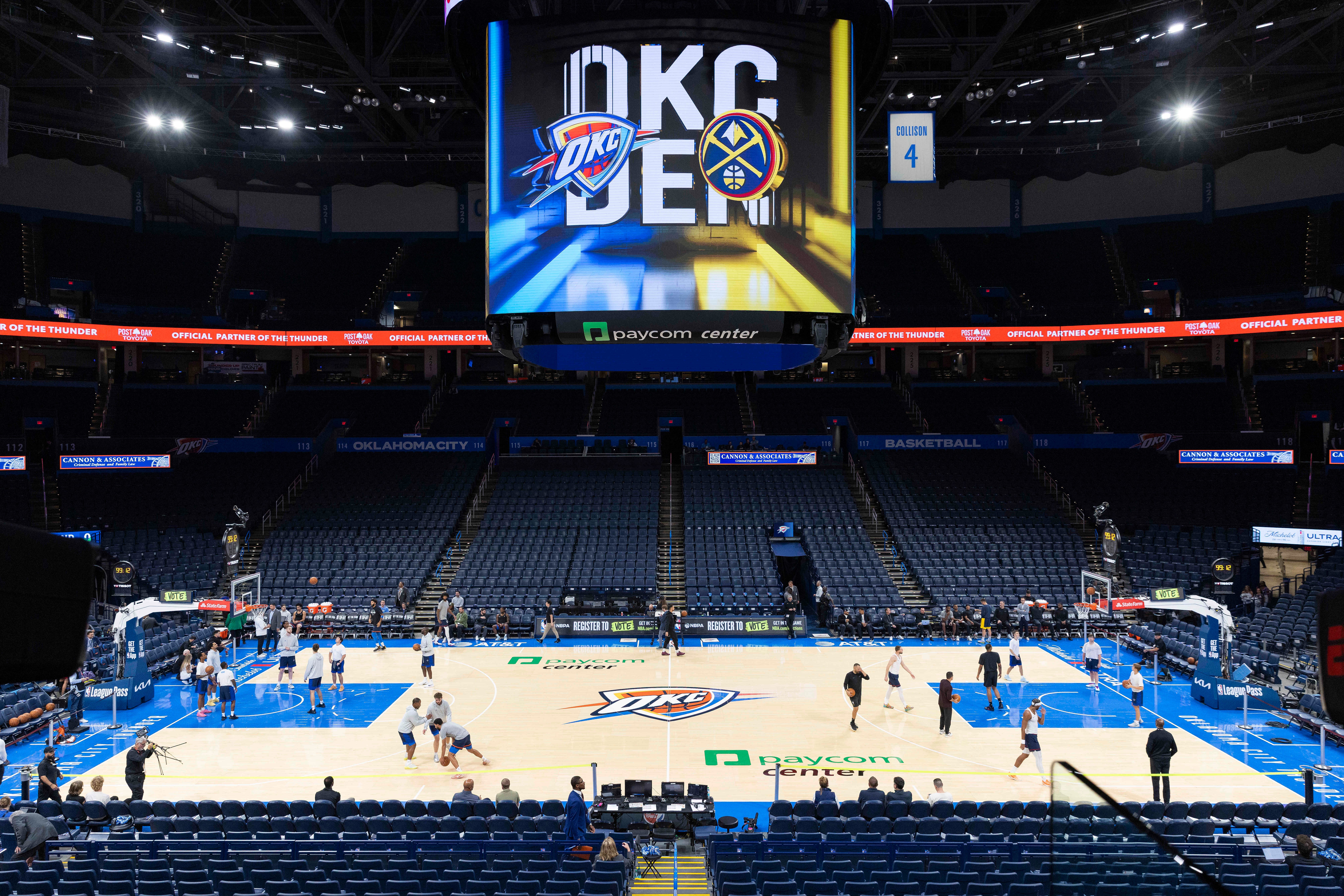Oct 22, 2026; Oklahoma City, Oklahoma, USA; A general view of Paycom Center before a game between the Denver Nuggets and Oklahoma City Thunder. Mandatory Credit: Alonzo Adams-Imagn Images