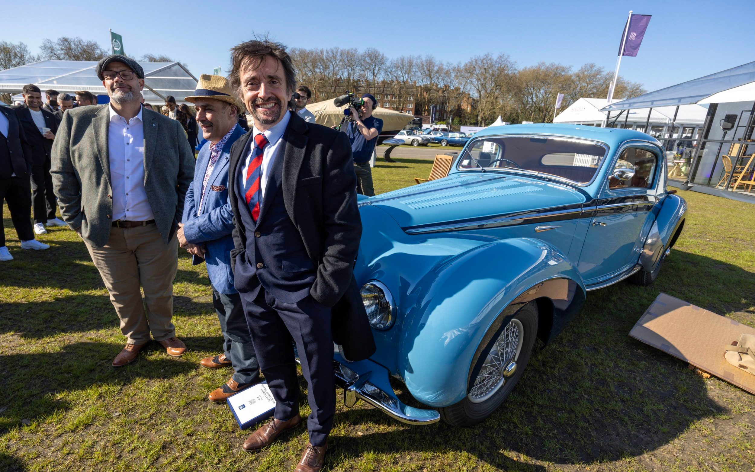 Hammond with a 1947 Delahaye 135 MS Sports Coupé in London