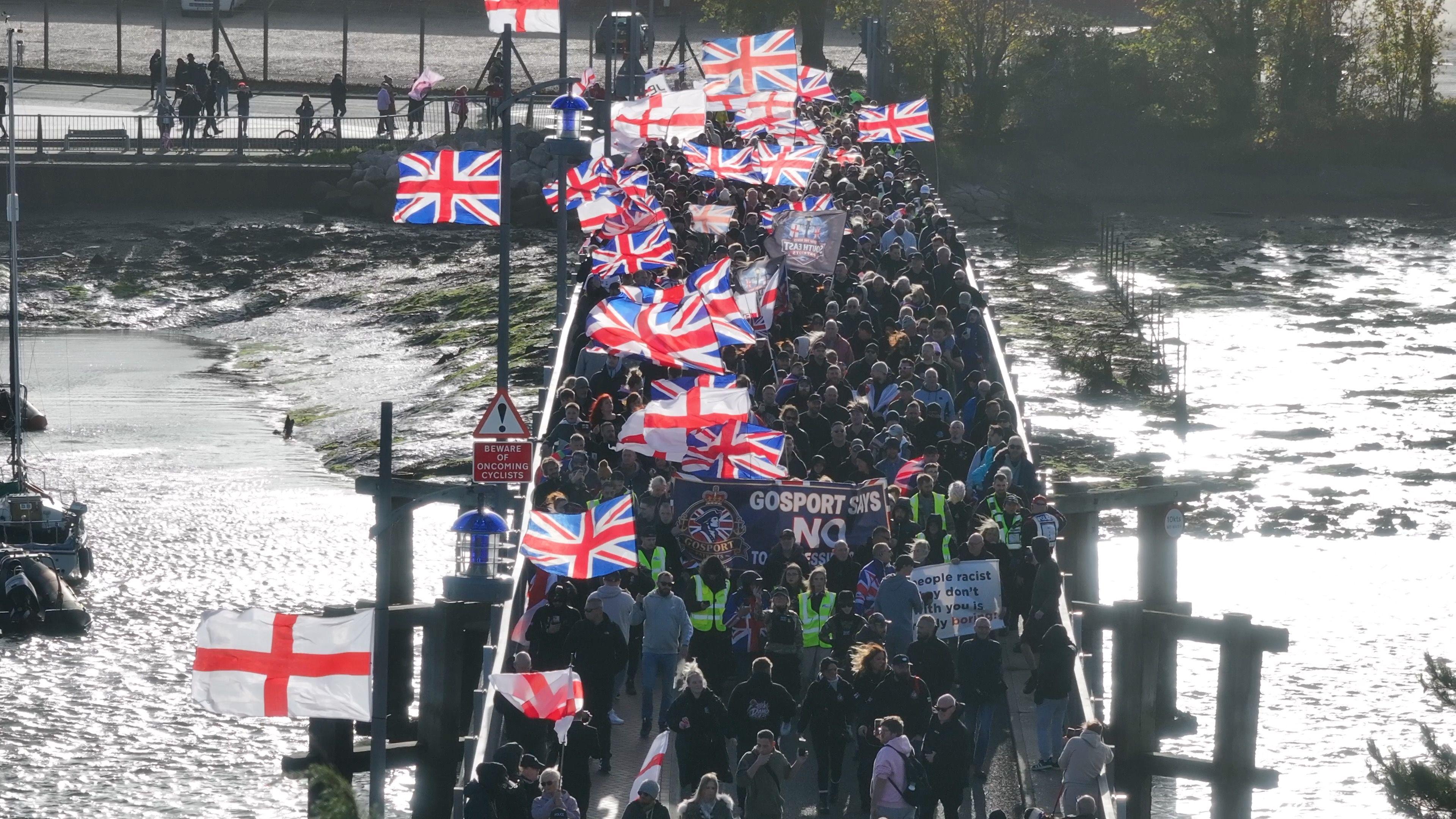 Hundreds gather for migrant protests in Gosport