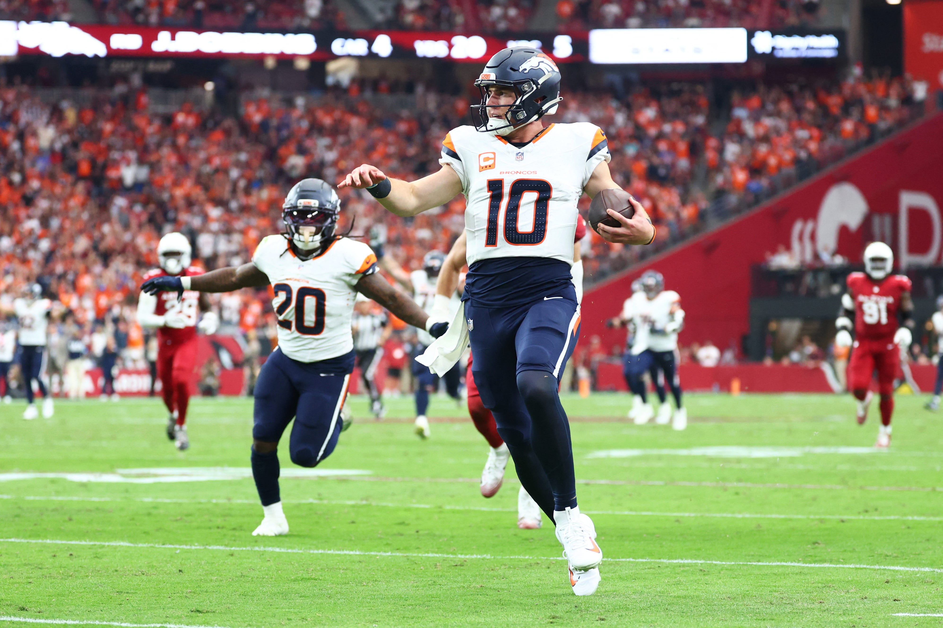 Bo Nix runs for 62-yard TD vs. Cardinals in Week 7 - AOL