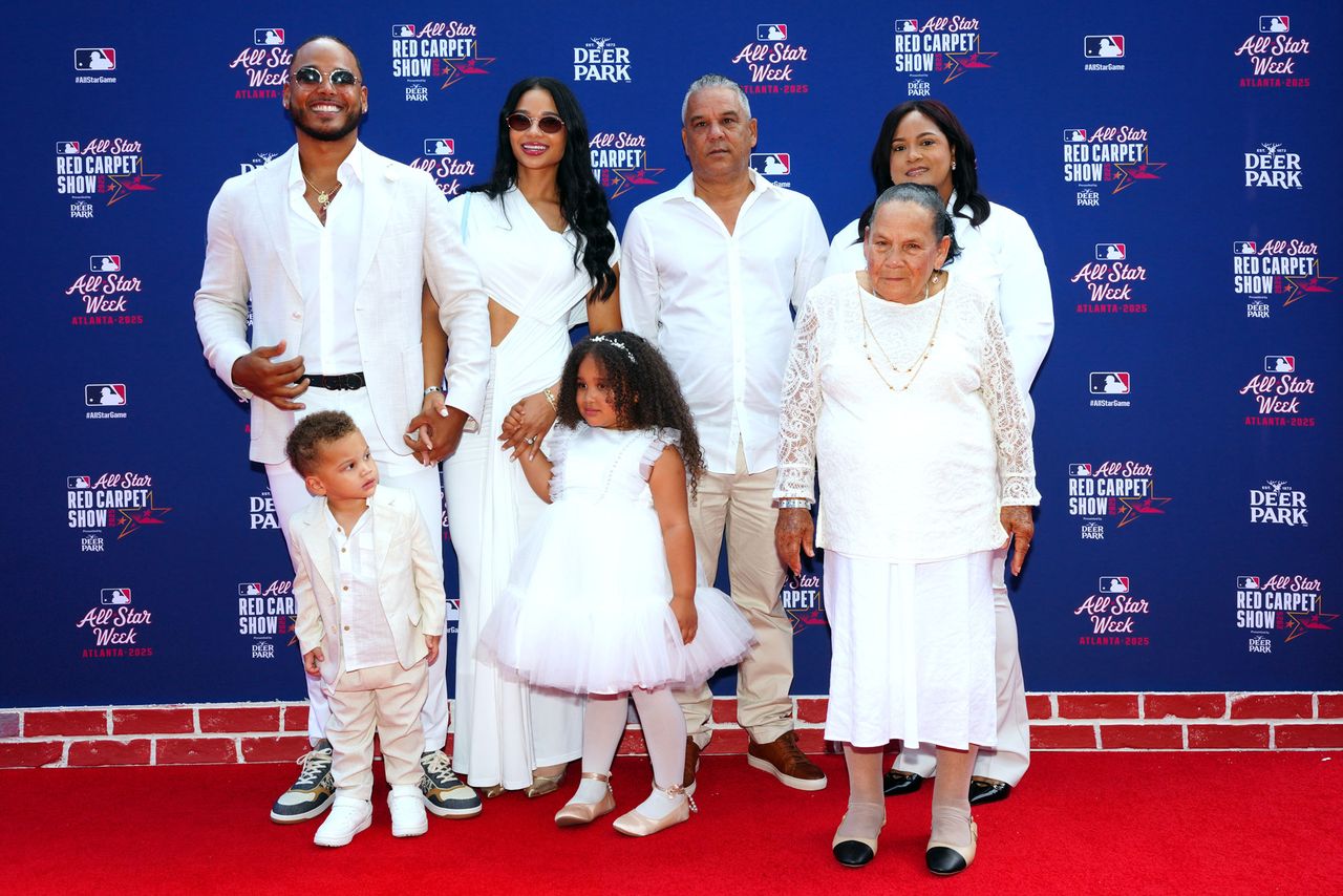 Freddy Peralta with his family and wife Maritza Taveras in July 2025Credit: Mary DeCicco/MLB Photos via Getty
