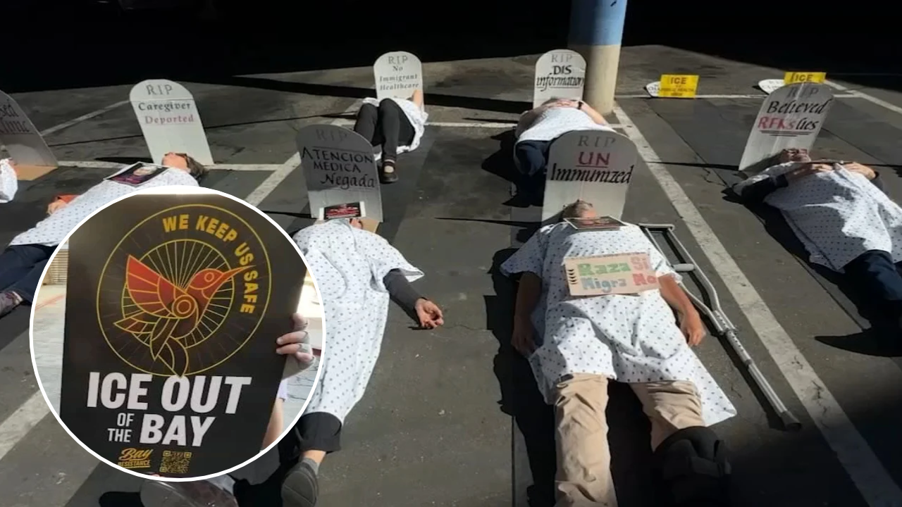 Activists demand end to ICE activity at Oakland's Eastmont Mall, stage 'die-in' demonstration