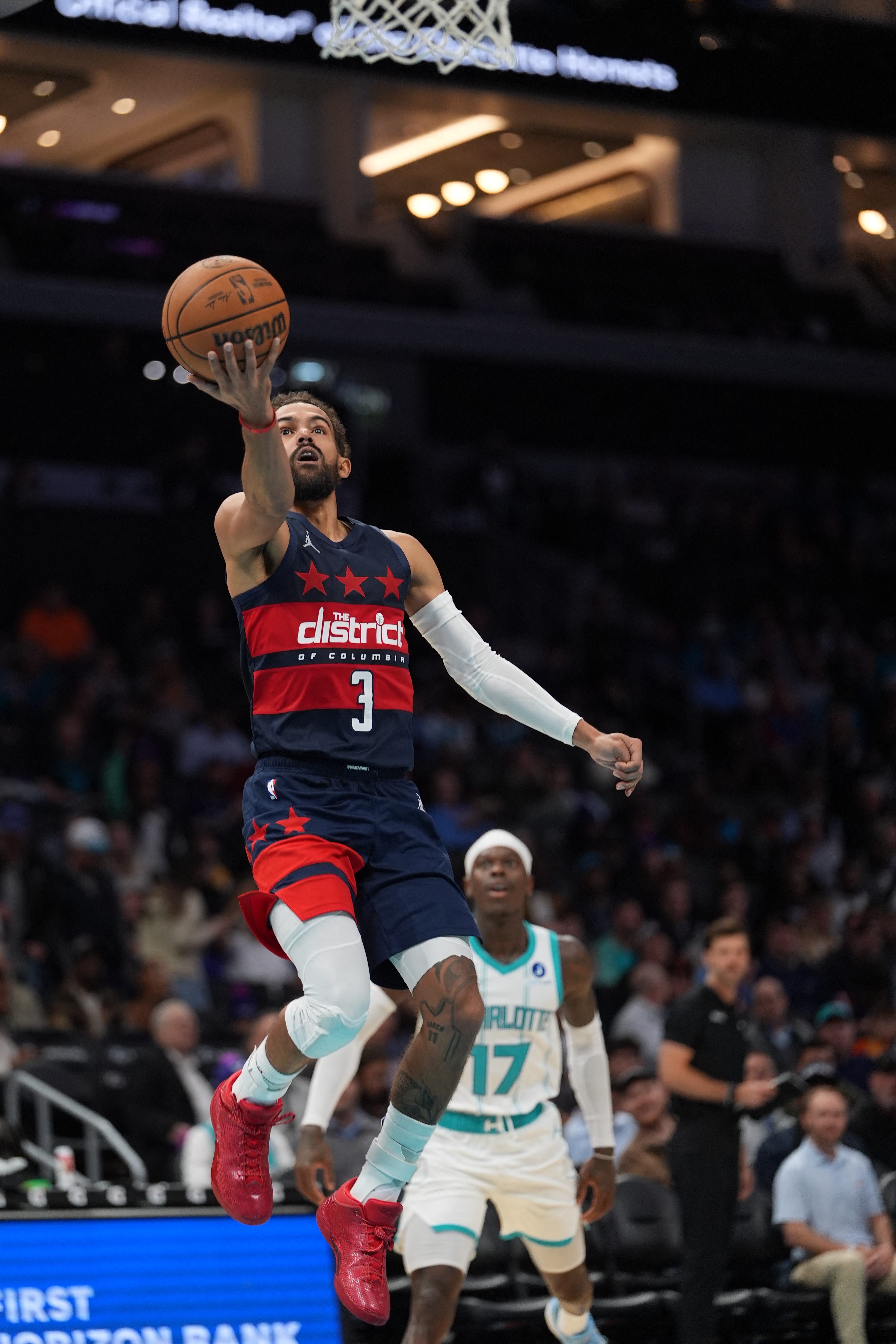 Oct 26, 2026; Charlotte, North Carolina, USA;  Washington Wizards guard Trae Young (3) drives to the basket against the Charlotte Hornets during the second half at the Spectrum Center.  Mandatory Credit: Jim Dedmon-Imagn Images