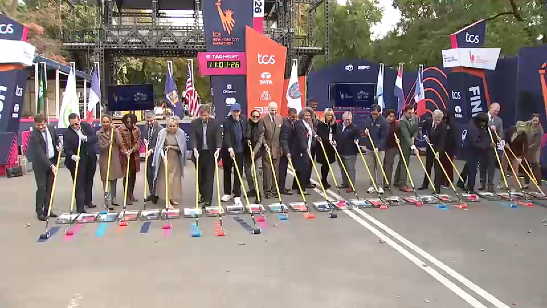 Security measures in place, blue line painted ahead of TCS NYC Marathon ...