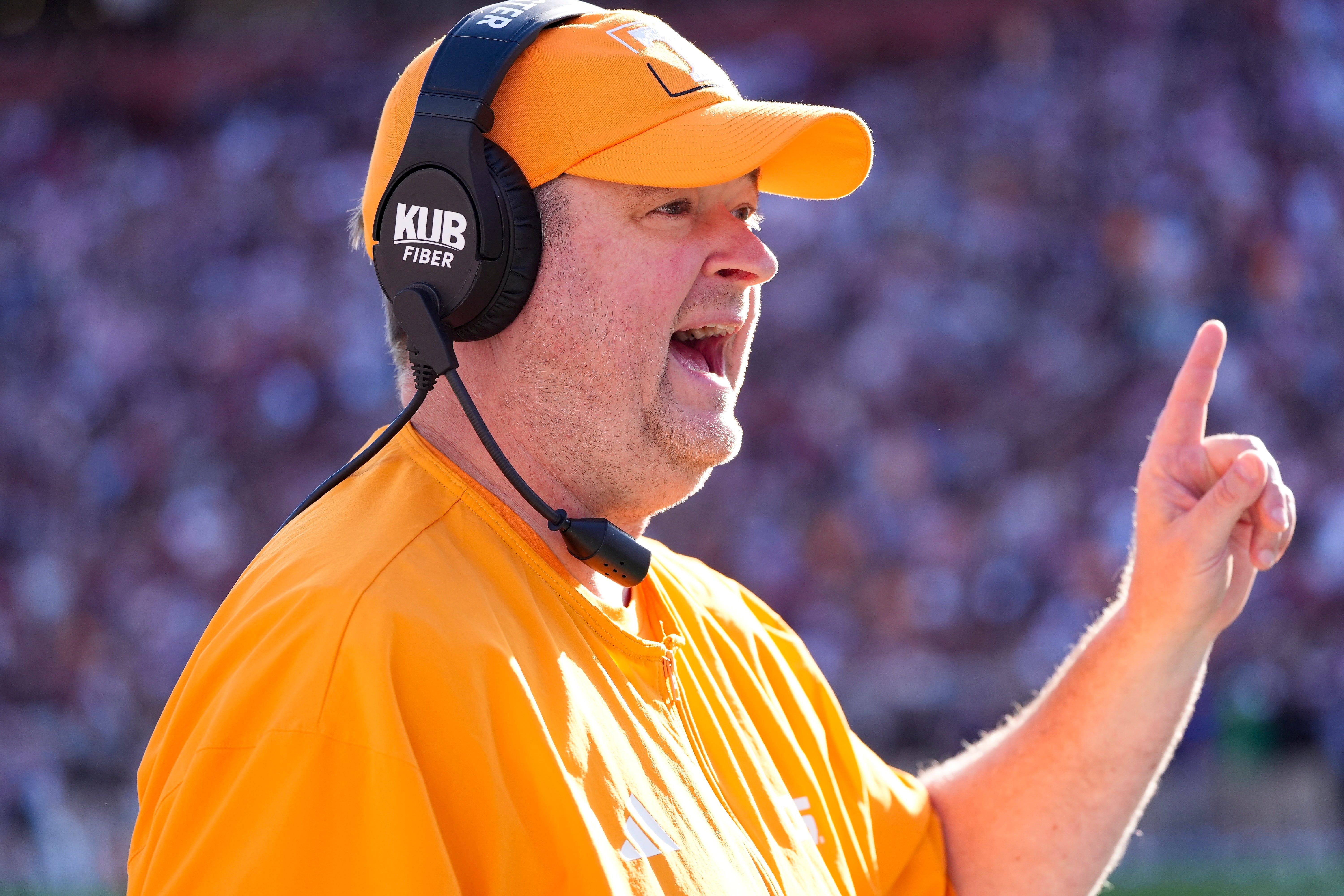 Oct. 24, 2026; Columbia, South Carolina; Tennessee Volunteers head coach Josh Heupel during the first half against the South Carolina Gamecocks at Williams-Brice Stadium.