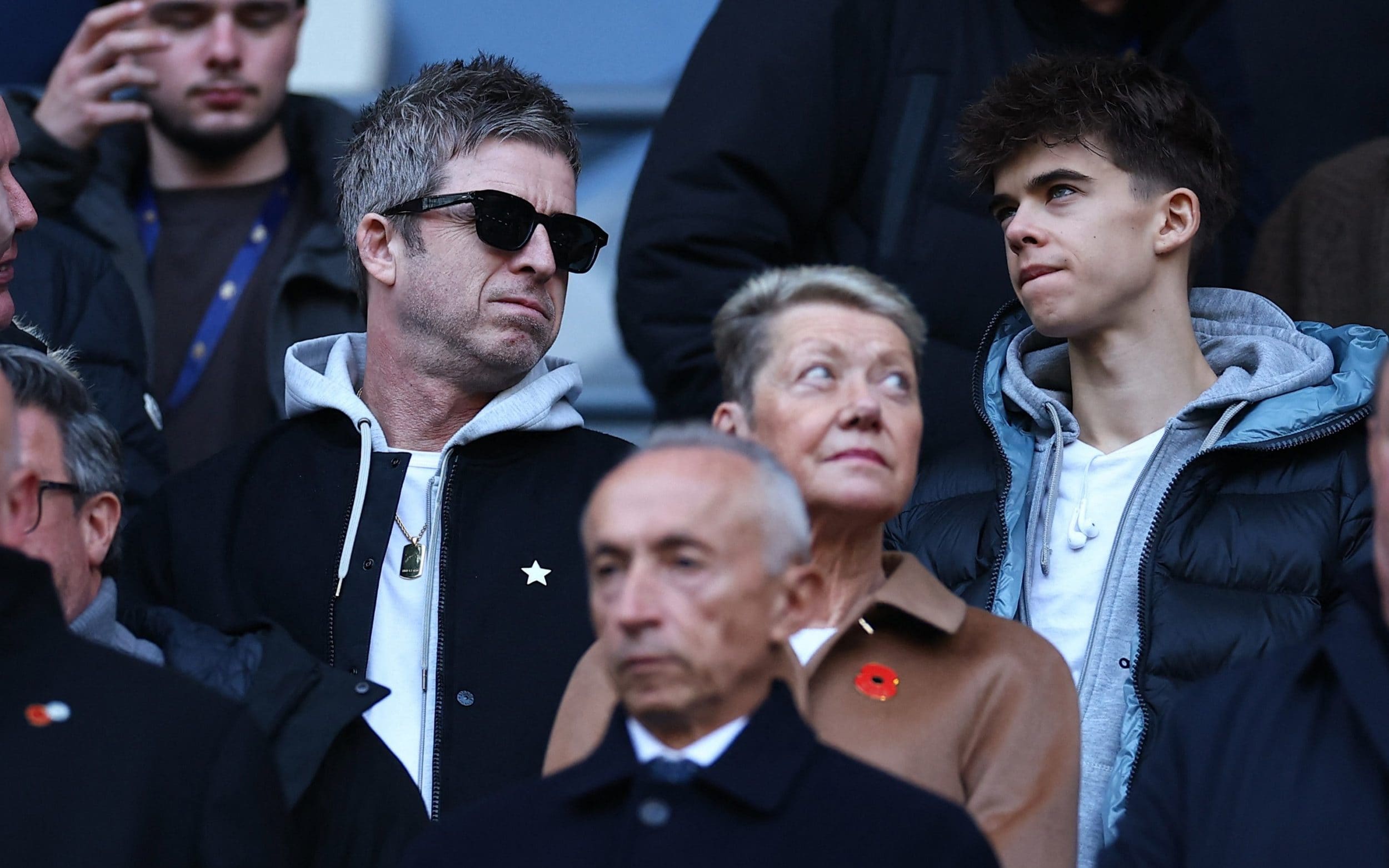Soccer Football - Premier League - Manchester City v Brighton & Hove Albion - Etihad Stadium, Manchester, Britain - October 31, 2026 Musician Noel Gallagher in the stands.