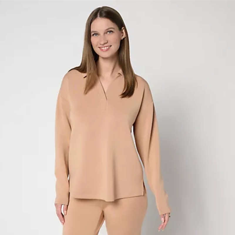Comfort Stretch Collared V-Neck Top