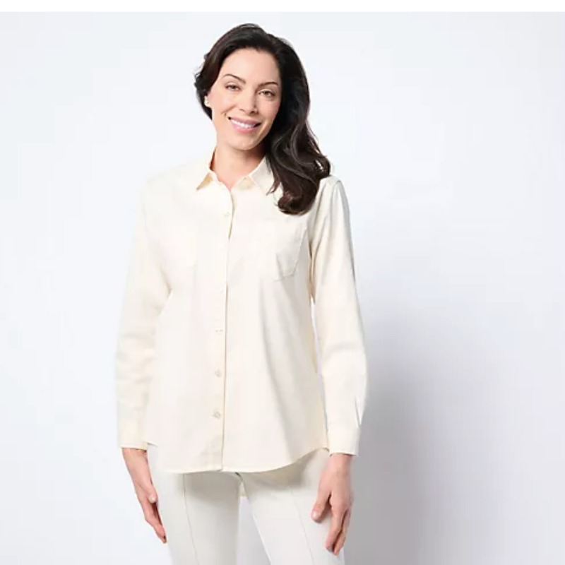 Button-Front Colored Denim Shirt